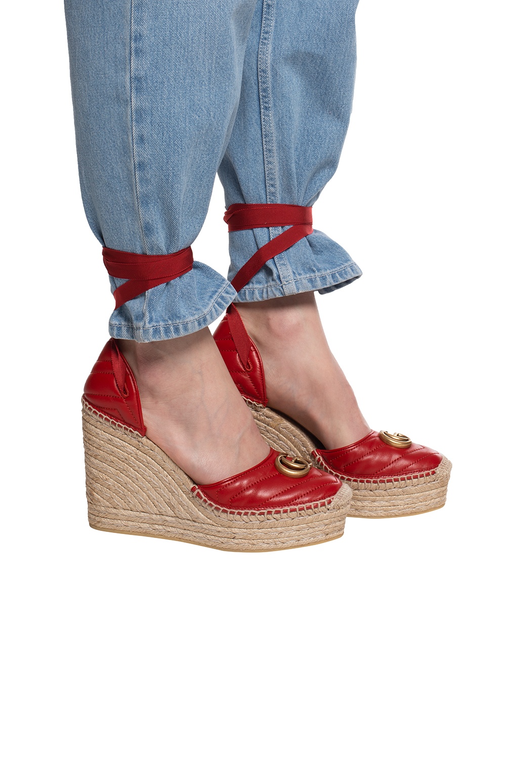 Gucci cheap red wedges